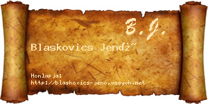 Blaskovics Jenő névjegykártya